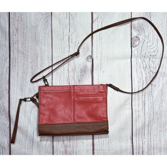 The Sak Iris Demi Orange Brown Pebble Leather Crossbody Shoulder Purse Bag - Picture 7 of 15